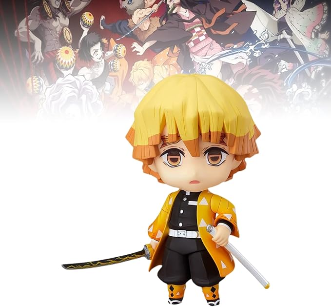 3.95インチ 鬼滅の刃 フィギュア 嘴平伊之助 フィギュア おもちゃ アニメキャラクター 顔が変わる人形 ホームオフィス 装飾 オーナメント キャラクター 像 コレクター収集品 (善逸 3.93インチ)