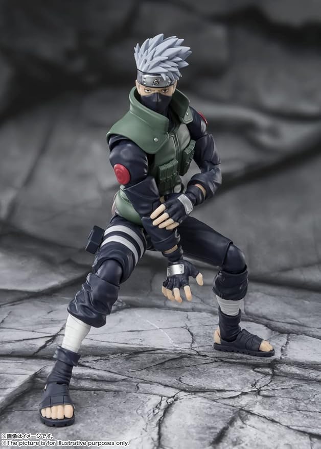 Figuarts Naruto Shippuden Hatake Kakashi - O famoso herói do Sharingan - Figura móvel pintada em ABS e PVC de aproximadamente 160 mm