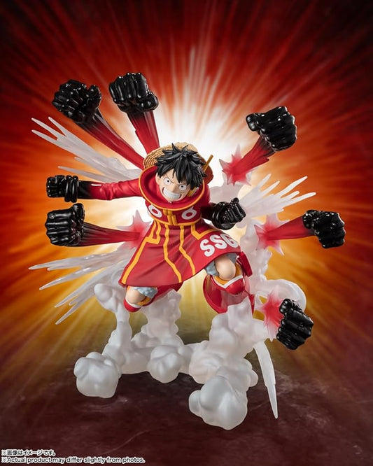 Figuarts ZERO ONE PIECE [Super Fierce Battle] Monkey D. Luffy - Gomu Gomu no Hawk Gun Ranbu - Figura completa pintada em PVC e ABS de aproximadamente 185 mm