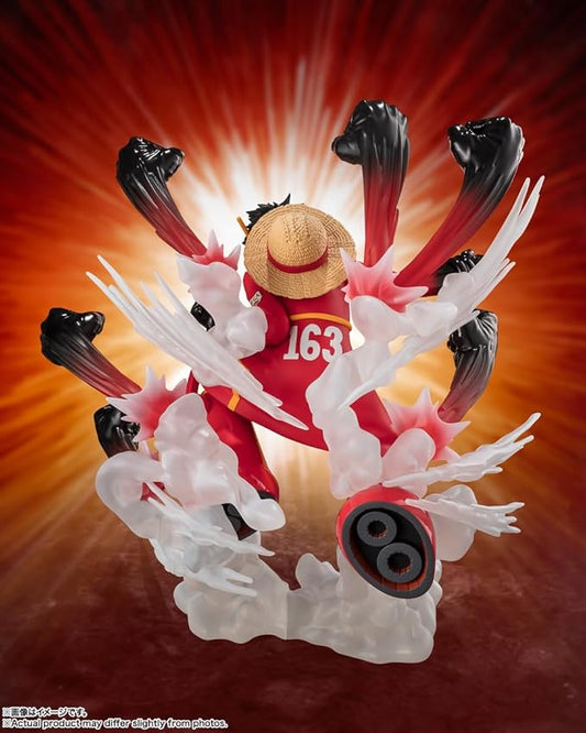 Figuarts ZERO ONE PIECE [Super Fierce Battle] Monkey D. Luffy - Gomu Gomu no Hawk Gun Ranbu - Figura completa pintada em PVC e ABS de aproximadamente 185 mm